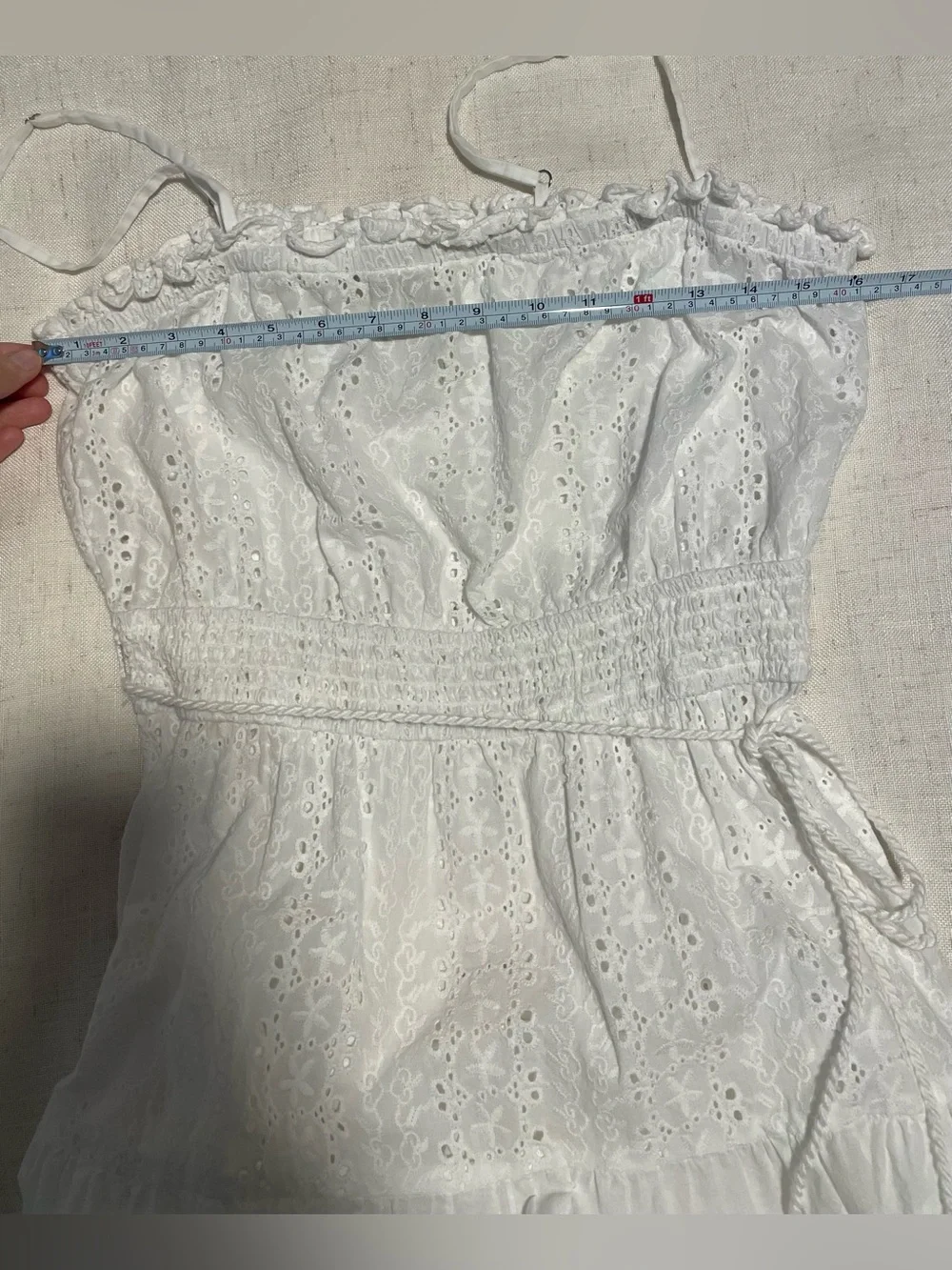 Playa Lucila White Eyelet Cotton Maxi Dress Size Large Boho Resort Beach Bridal